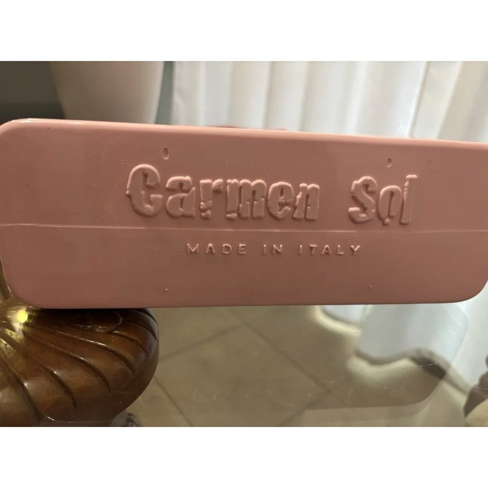 Carmen Sol Pink Studded Plastic Tote Bag for Women with Bag Charm Top Handle